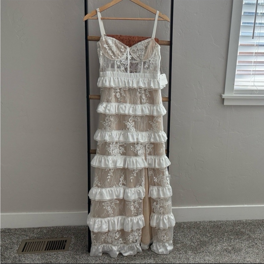 White layered lace dress